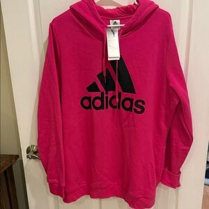 Adidas Vibrant Pink Hoodie with Black Logo
